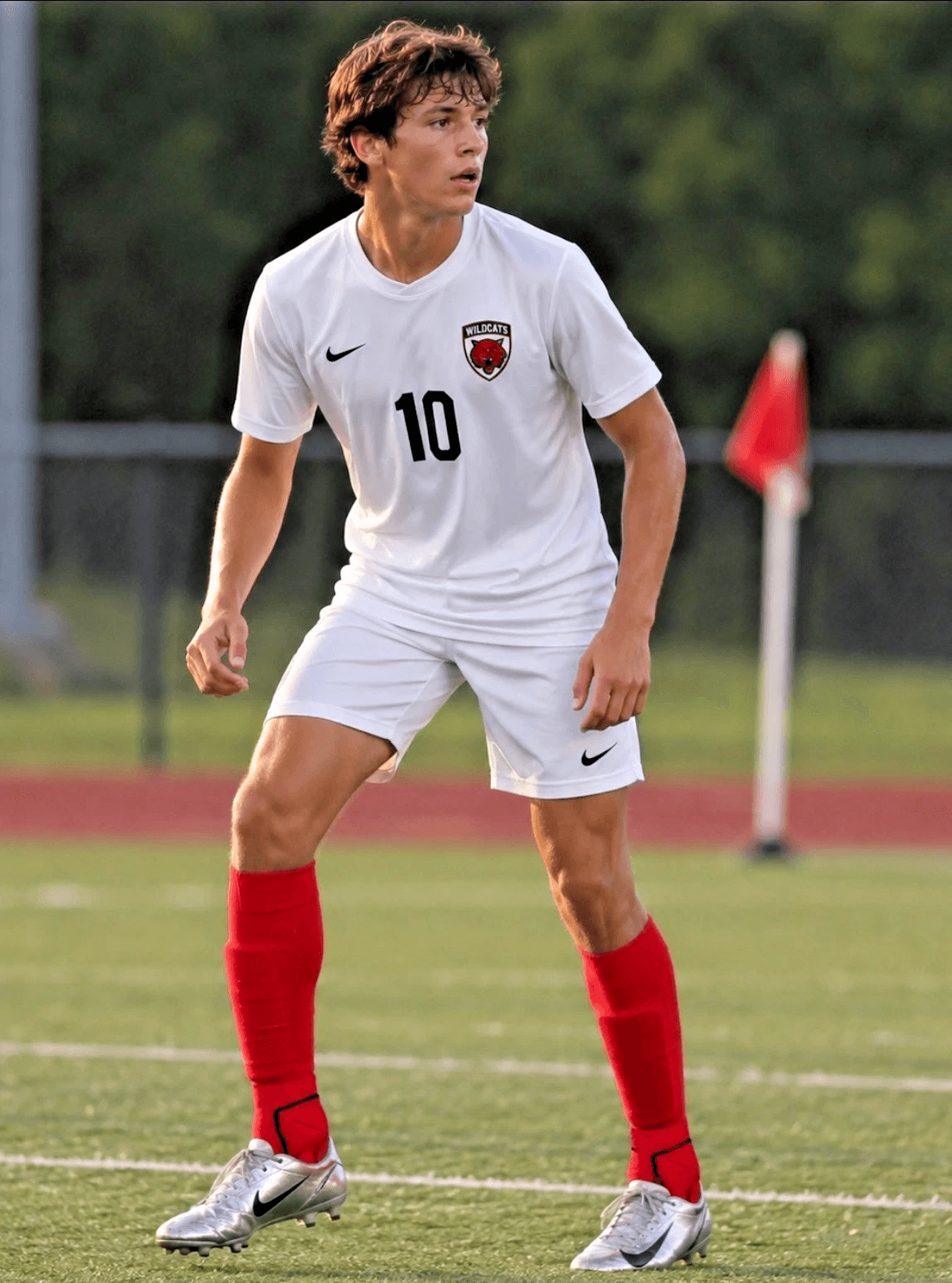 High-school soccer player on the field